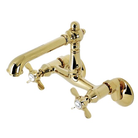 Kingston Brass KS7222BEX Two-Handle Wall Mount Kitchen Faucet, Polished Brass KS7222BEX